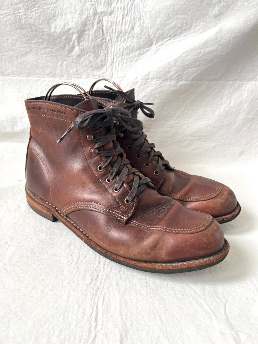 Wolverine boots 1000 mile Courtland mens 11.5 brown leather lace up apron toe